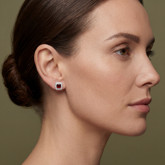 Burmese Red Spinel Diamond Earrings Manhattan Collection