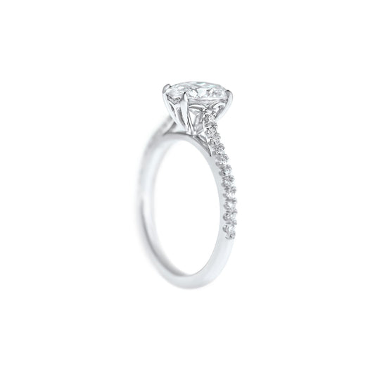 EVERLASTING OVAL CUT DIAMOND ENGAGEMENT RING with diamond band