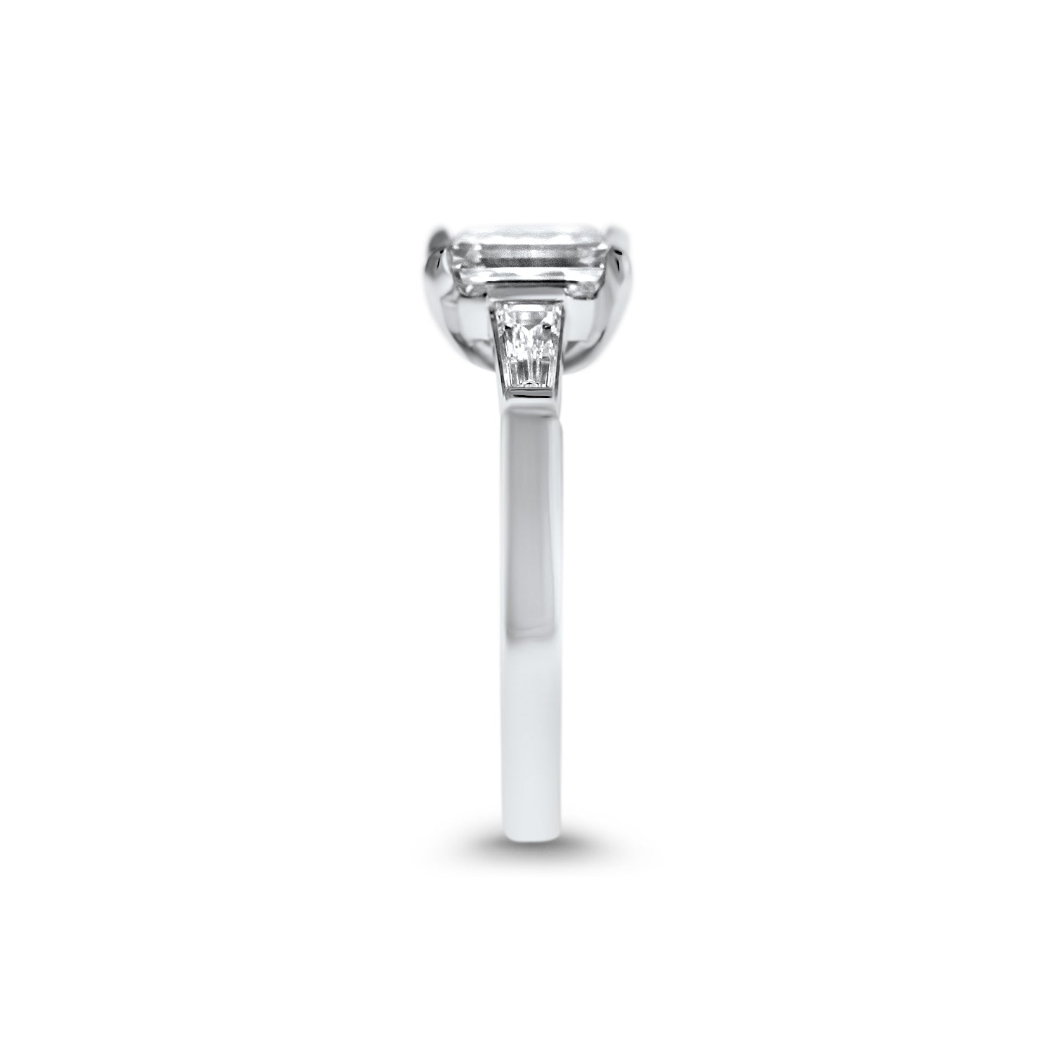 Emerald Cut & Baguette Cut Lab Grown Diamond Three Stone Ring