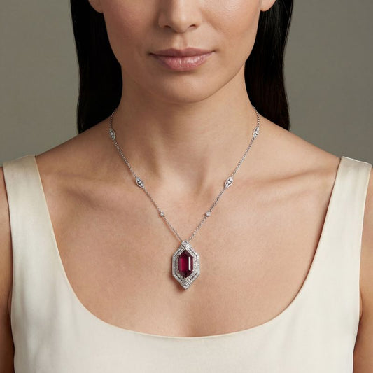 Woodlands Rhodolite Garnet & Mixed-Cut Diamond Necklace
