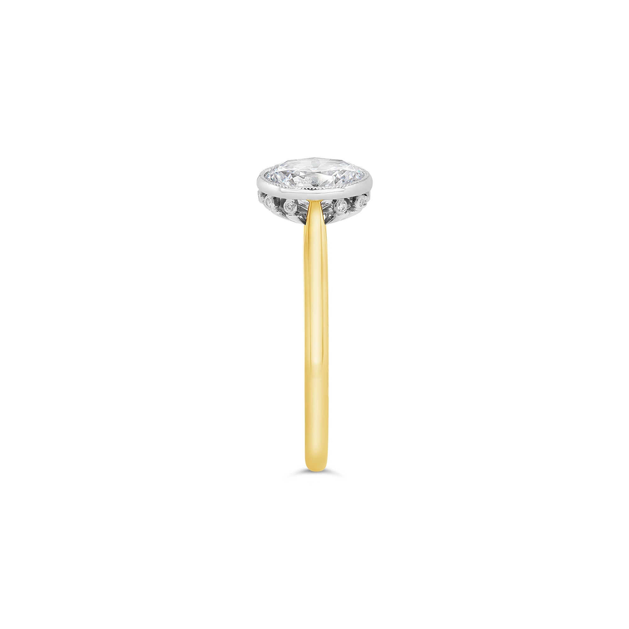 Oval Cut Bezel set Diamond Engagement Ring yellow gold