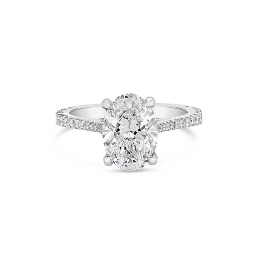 EVERLASTING OVAL CUT DIAMOND WITH TAPERED BAND ENGAGEMENT RING