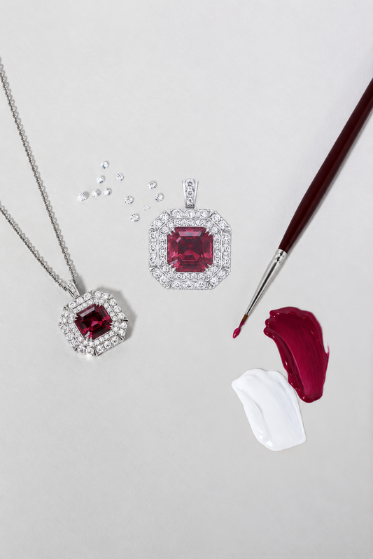 After Dark - Malaya Garnet & Diamond Pendant on Chain