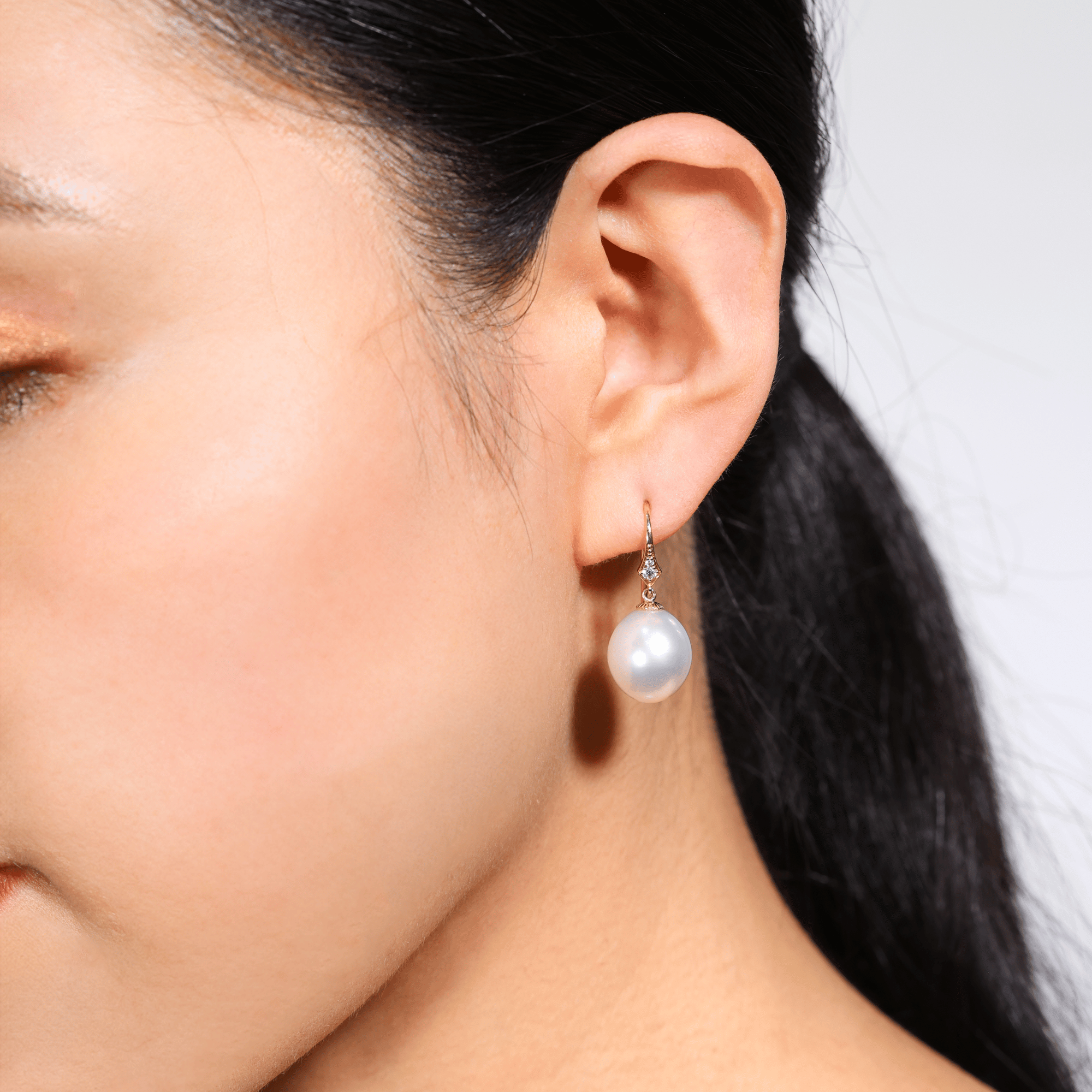 Diamond & South Sea pearl drop earrings