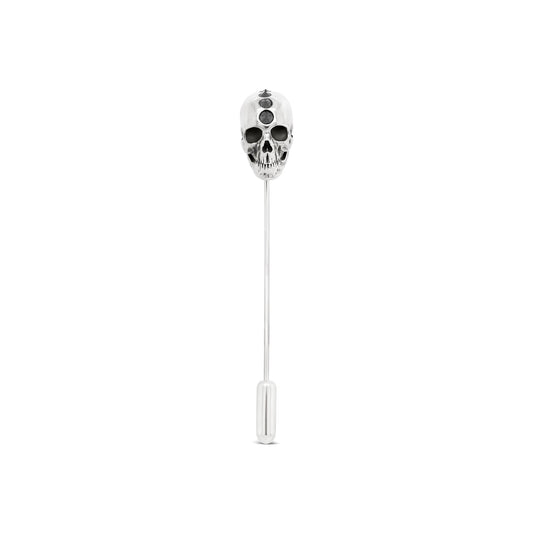 MEMENTO MORI SKULL LAPEL PIN STERLING SILVER