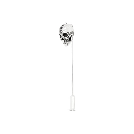 MEMENTO MORI SKULL LAPEL PIN STERLING SILVER
