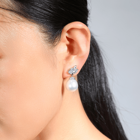 Indra Mixed Cut Diamond & Australian South Sea Pearl Earrings