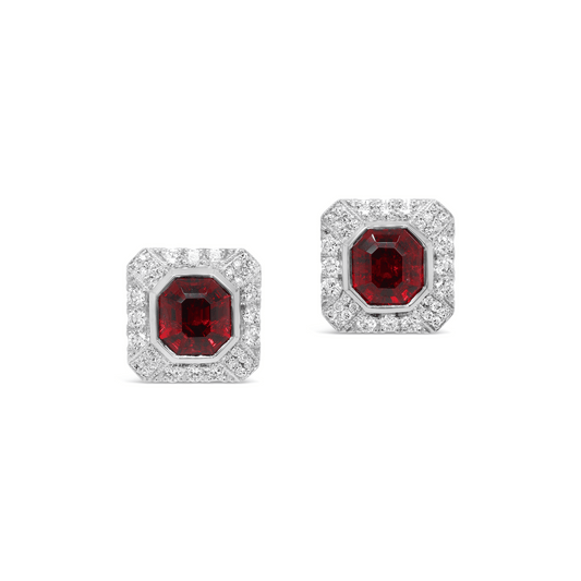 Manhattan Collection Burmese Red Spinel & Diamond Earrings | Statement Earrings
