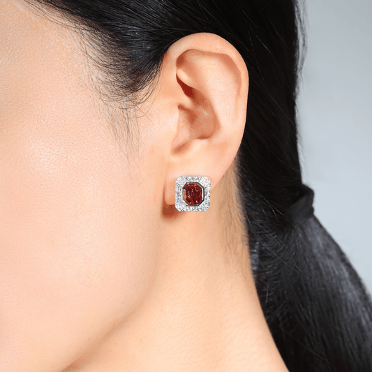 Manhattan Collection Burmese Red Spinel & Diamond Earrings | Statement Earrings