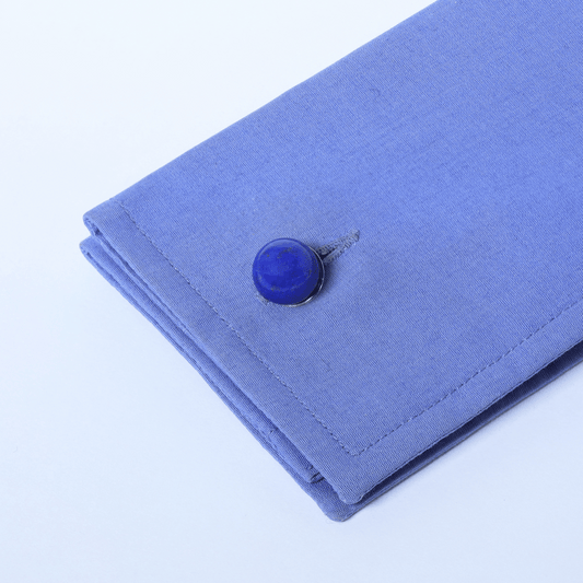 Lapis Lazuli Hercules Cufflinks - Blackened Sterling Silver