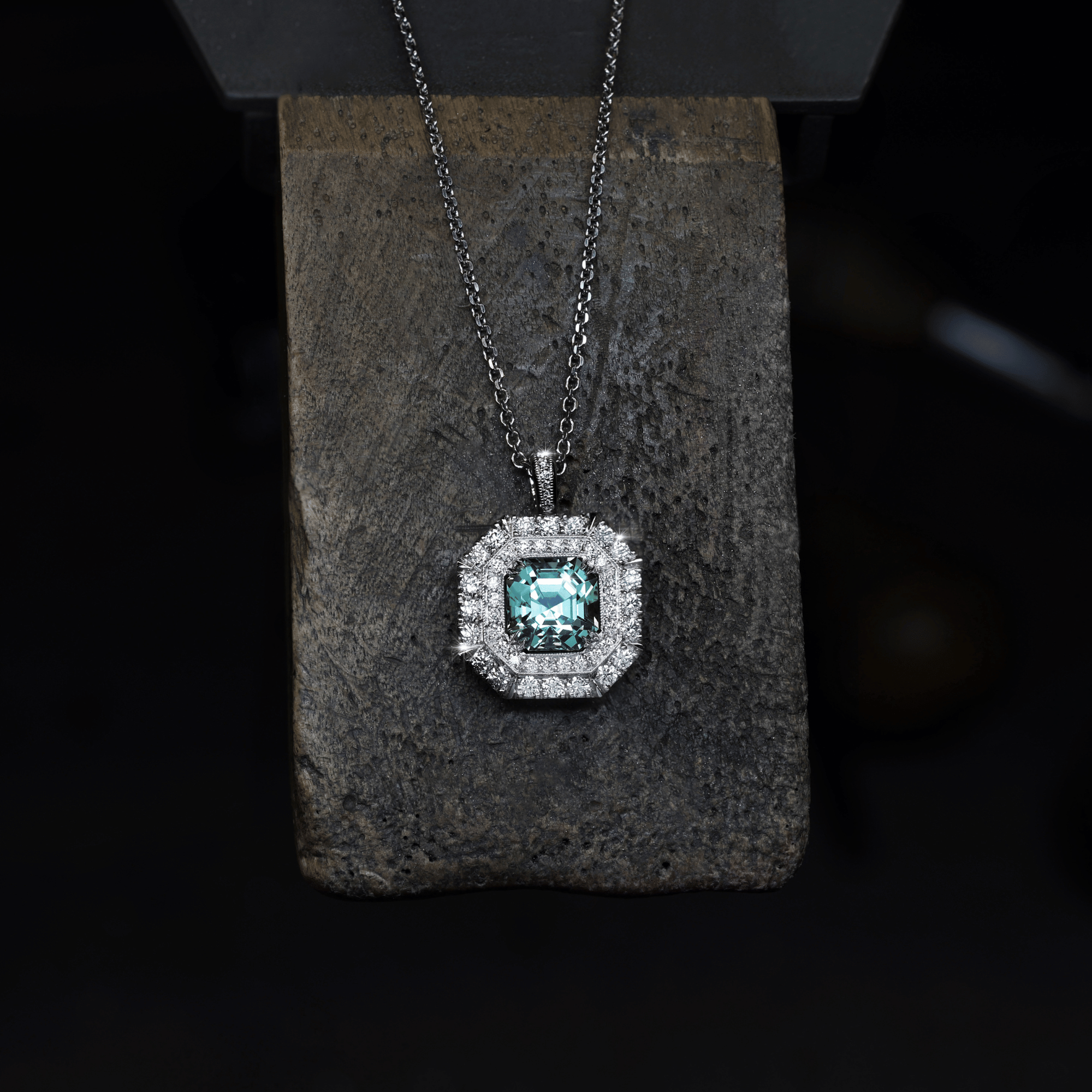 Manhattan Collection Mint Tourmaline & Diamond Pendant