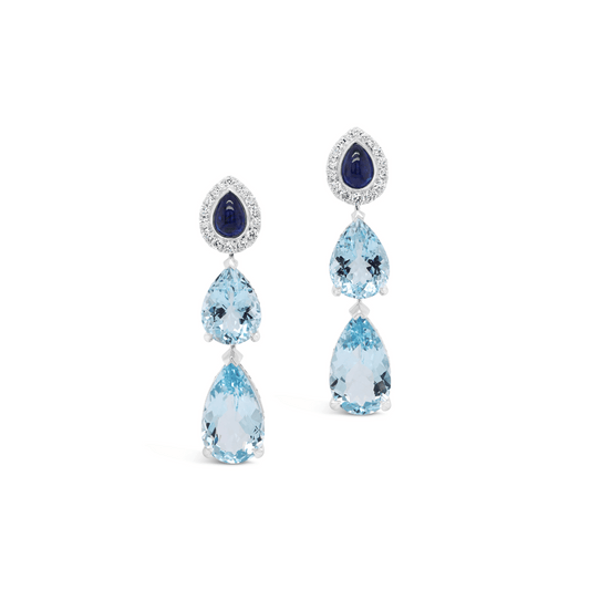 Iluka Aquamarine, Sapphire & Diamond Drop Earrings