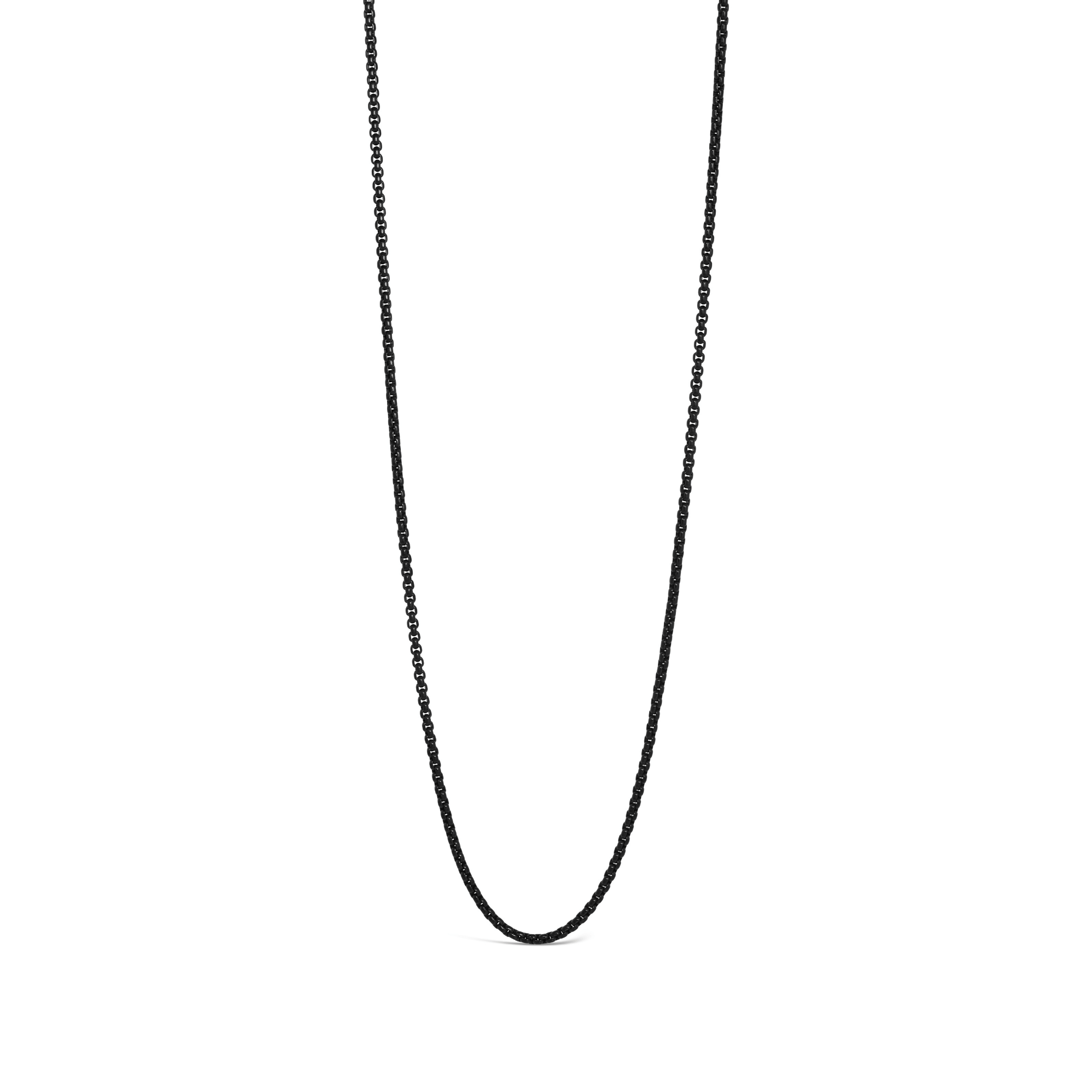 Black Titanium Box Link Chain Necklace, 2.7mm