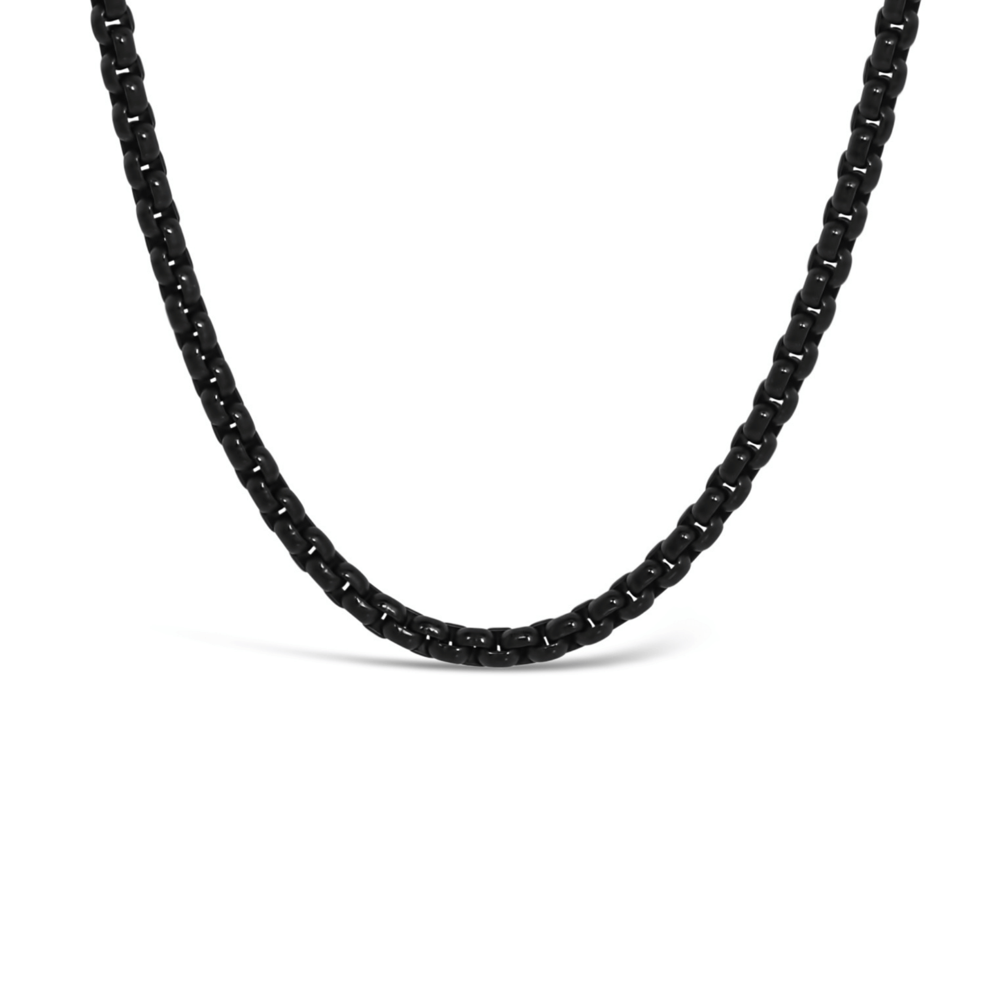 Black Titanium Box Link Chain Necklace, 2.7mm