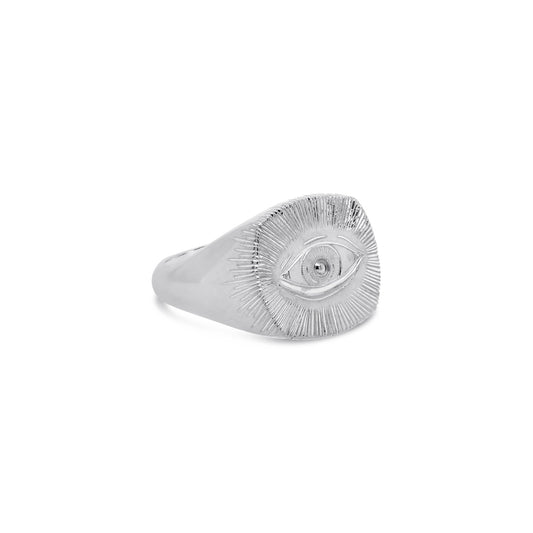 Cushion white gold signet ring
