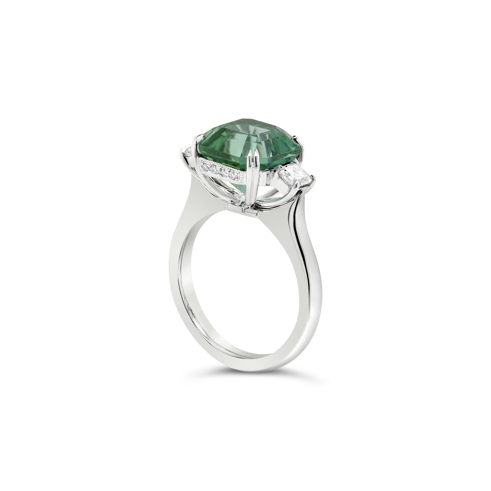 Green Mint Tourmaline & Diamond Cocktail Ring