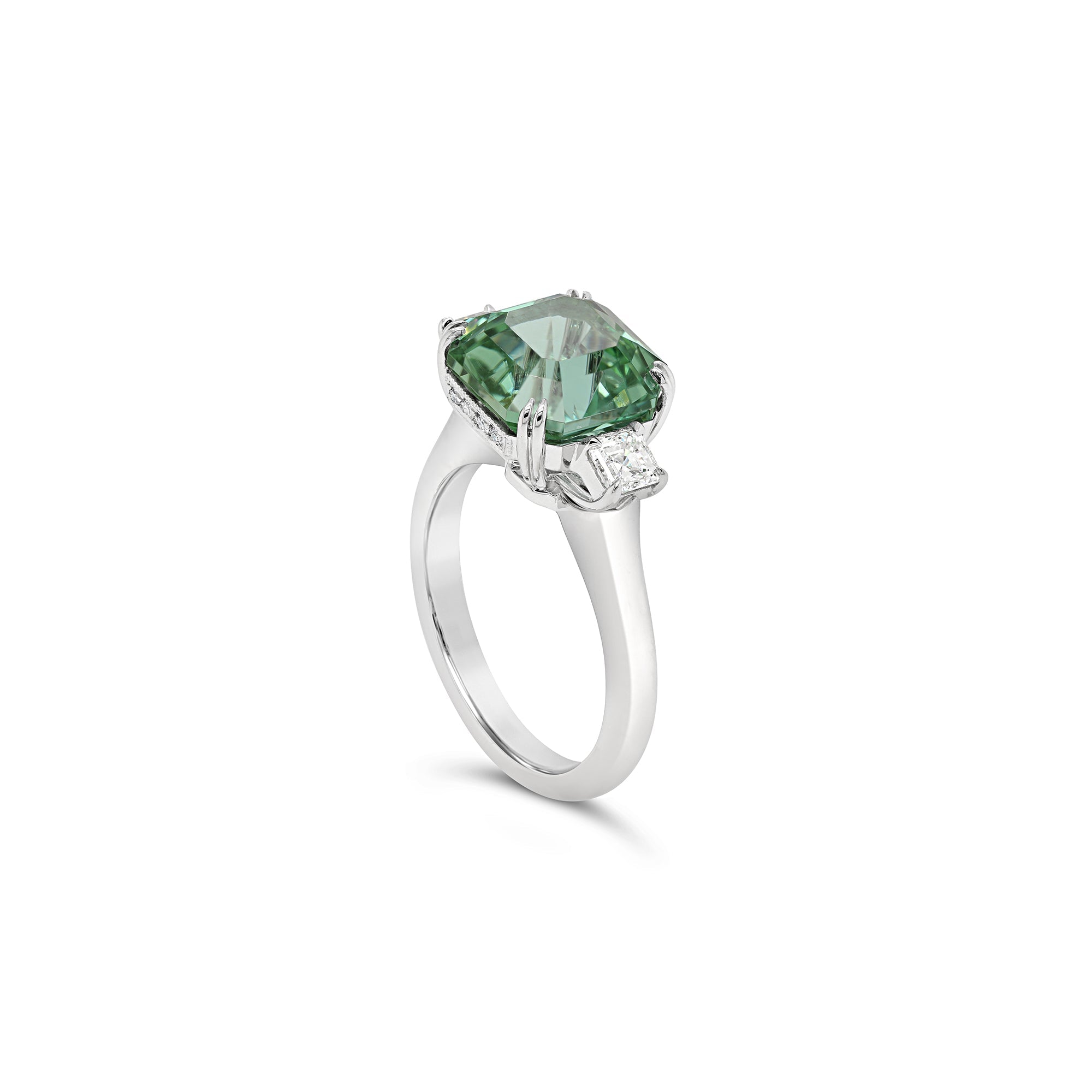 Green Mint Tourmaline & Diamond Cocktail Ring