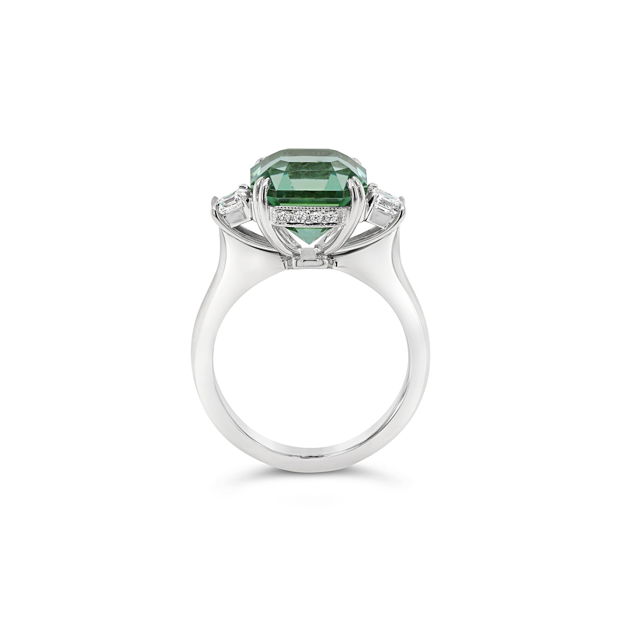 Green Mint Tourmaline & Diamond Cocktail Ring
