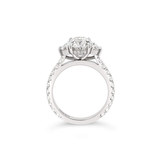 Lab Grown Oval Cut Diamond Three Stone Engagement Ring