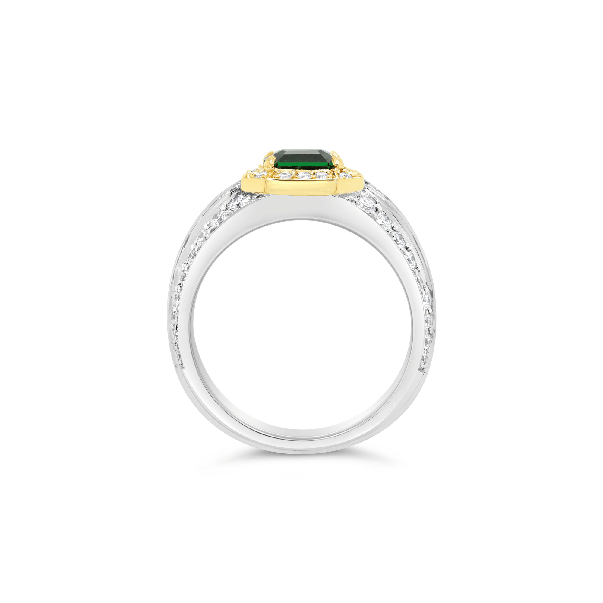 Cushion Cut Green Tourmaline & Diamond Ring