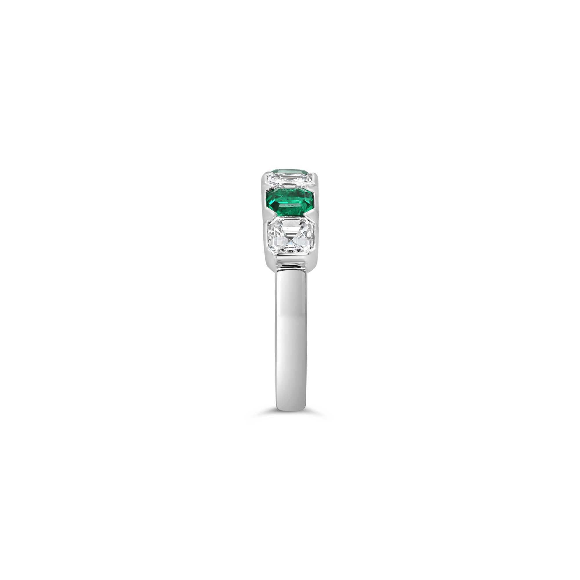 Colombian Emerald & Asscher Cut Diamond Ring