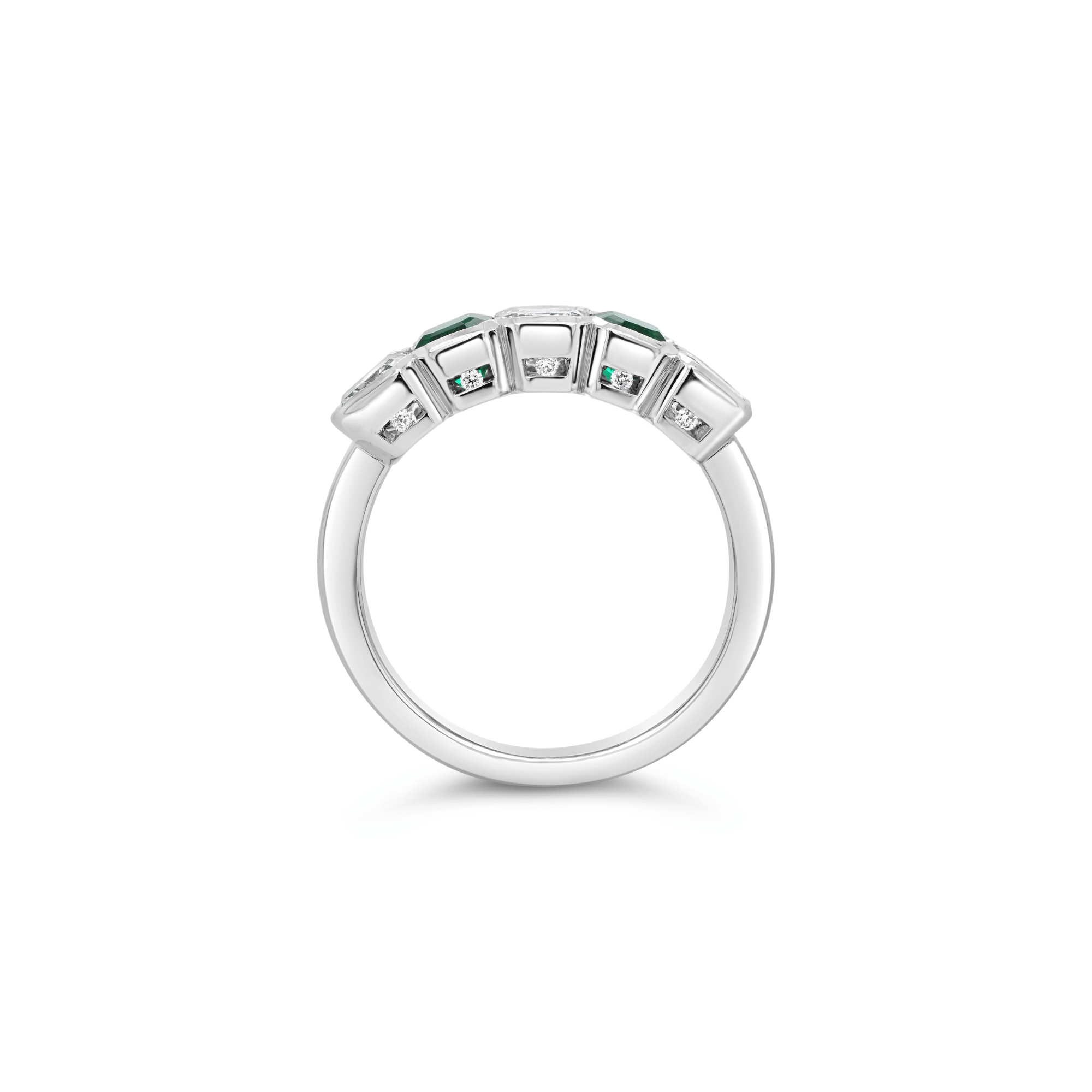 Colombian Emerald & Asscher Cut Diamond Ring