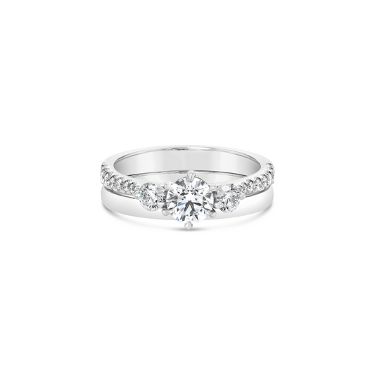 Signature Ready-to-Wear Three Stone Round Brilliant Cut Engagement Ring