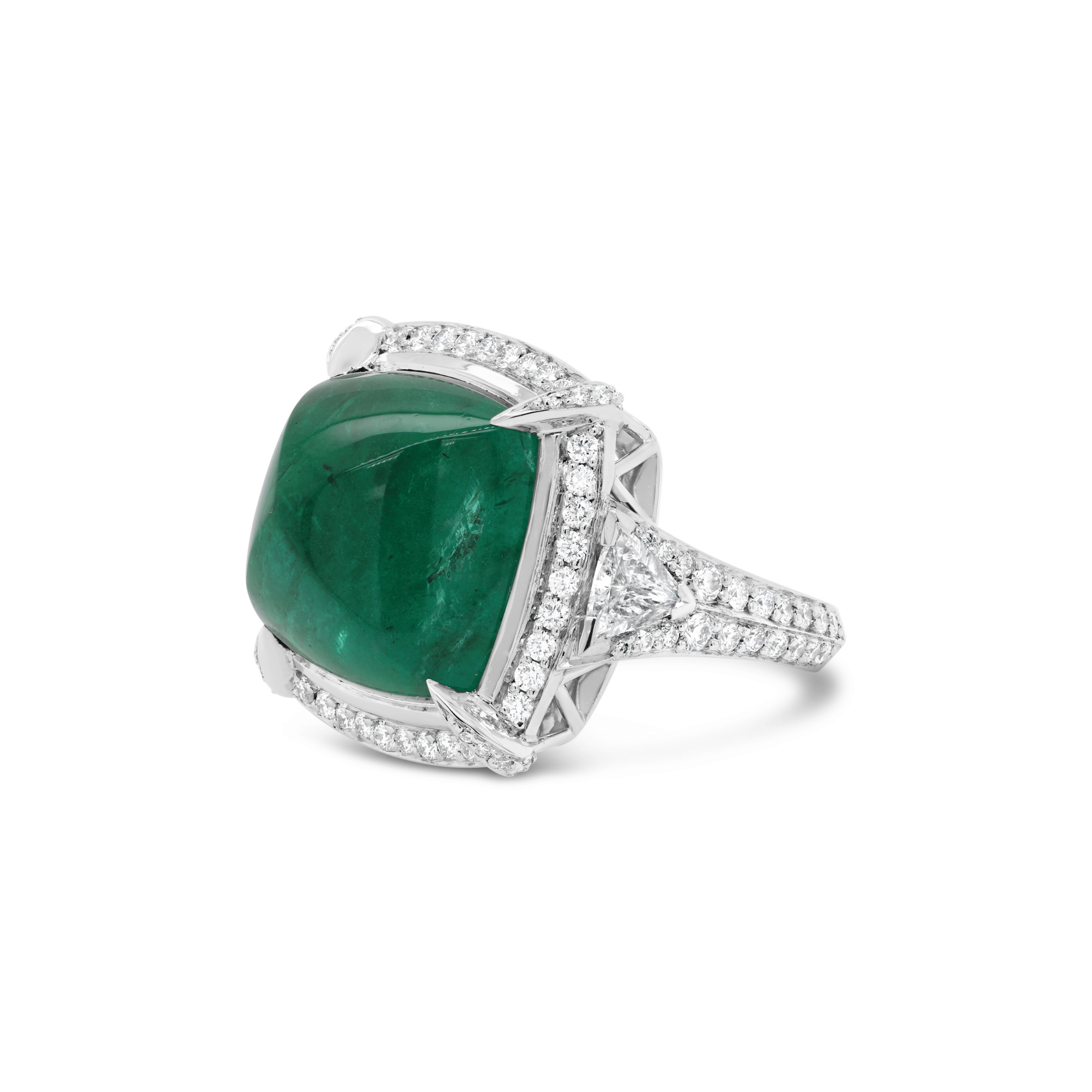 Manhattan Collection Zambian Sugarloaf Emerald & Diamond Ring