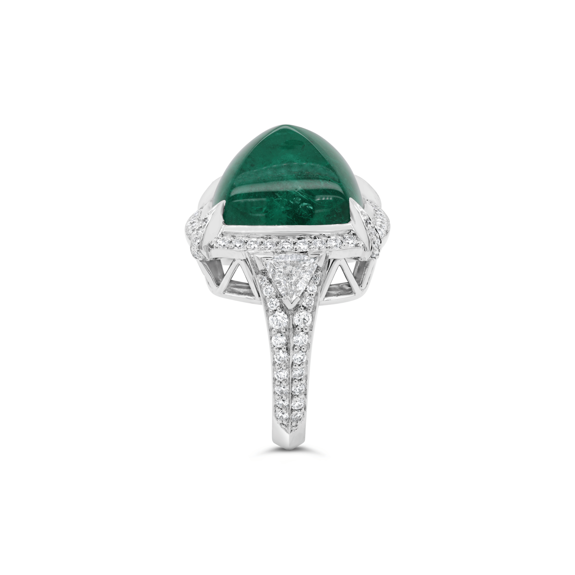 Manhattan Collection Zambian Sugarloaf Emerald & Diamond Ring