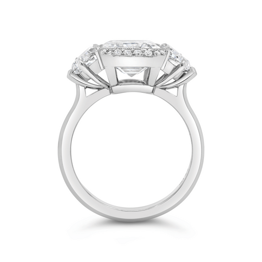 Emerald Cut & Cadillac Cut Diamond Three Stone Engagement Ring