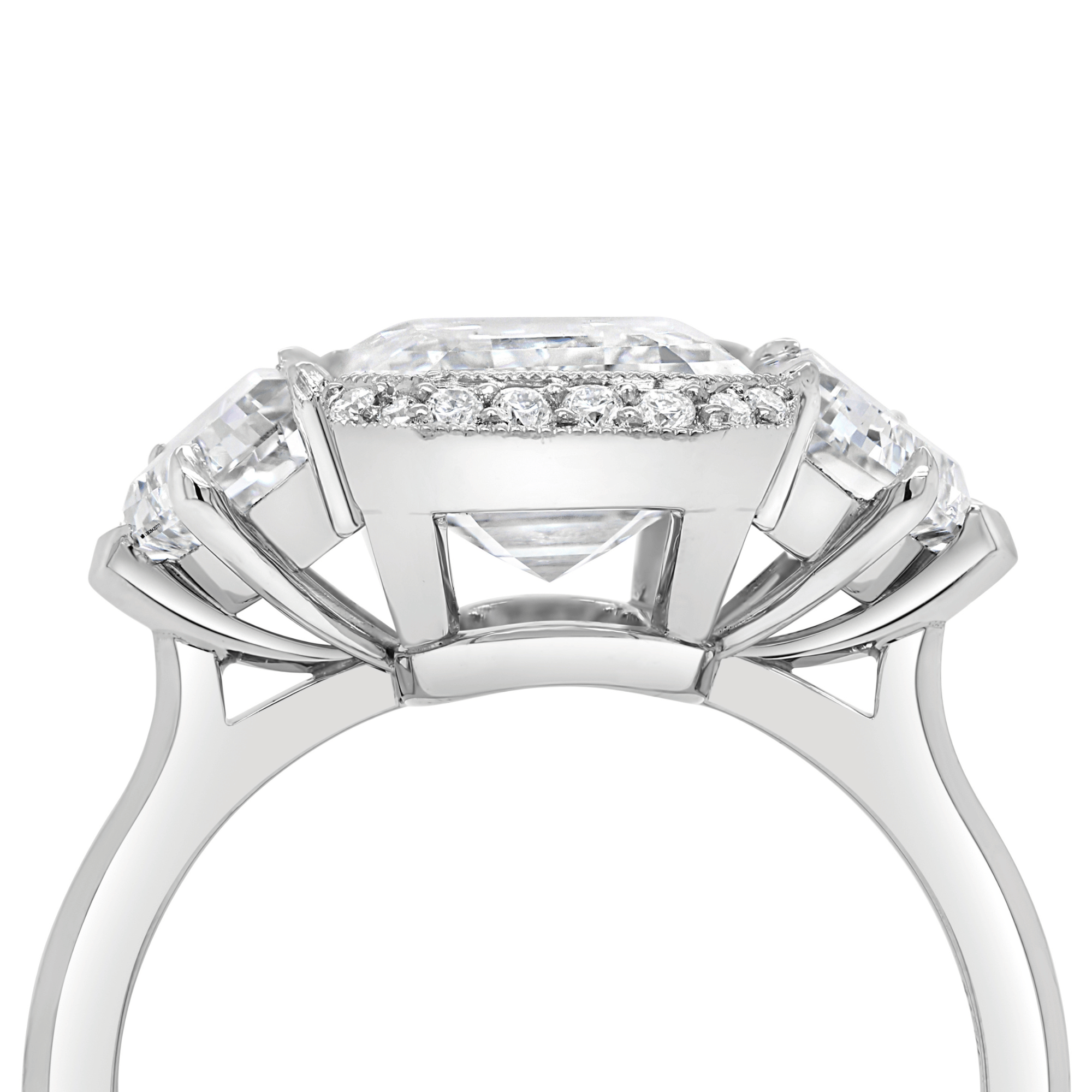 Emerald Cut & Cadillac Cut Diamond Three Stone Engagement Ring
