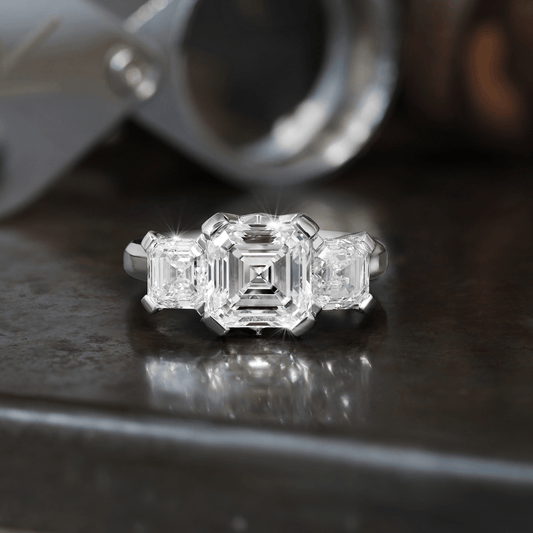 Signature Assher Cut Three Stone Engagement Ring