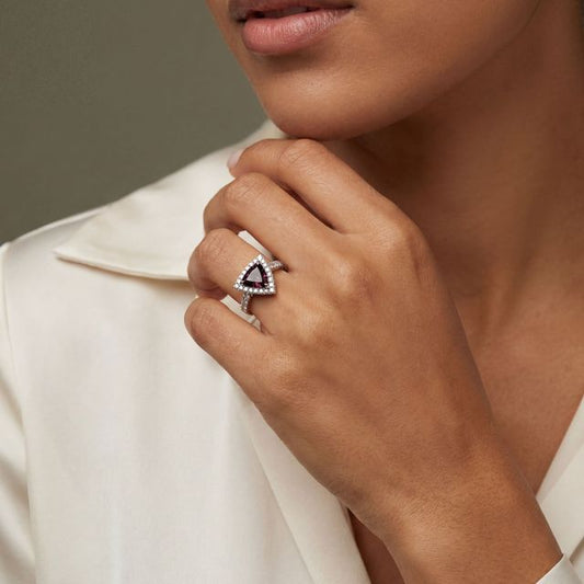 Trilliant Cut Purple Spinel Ring
