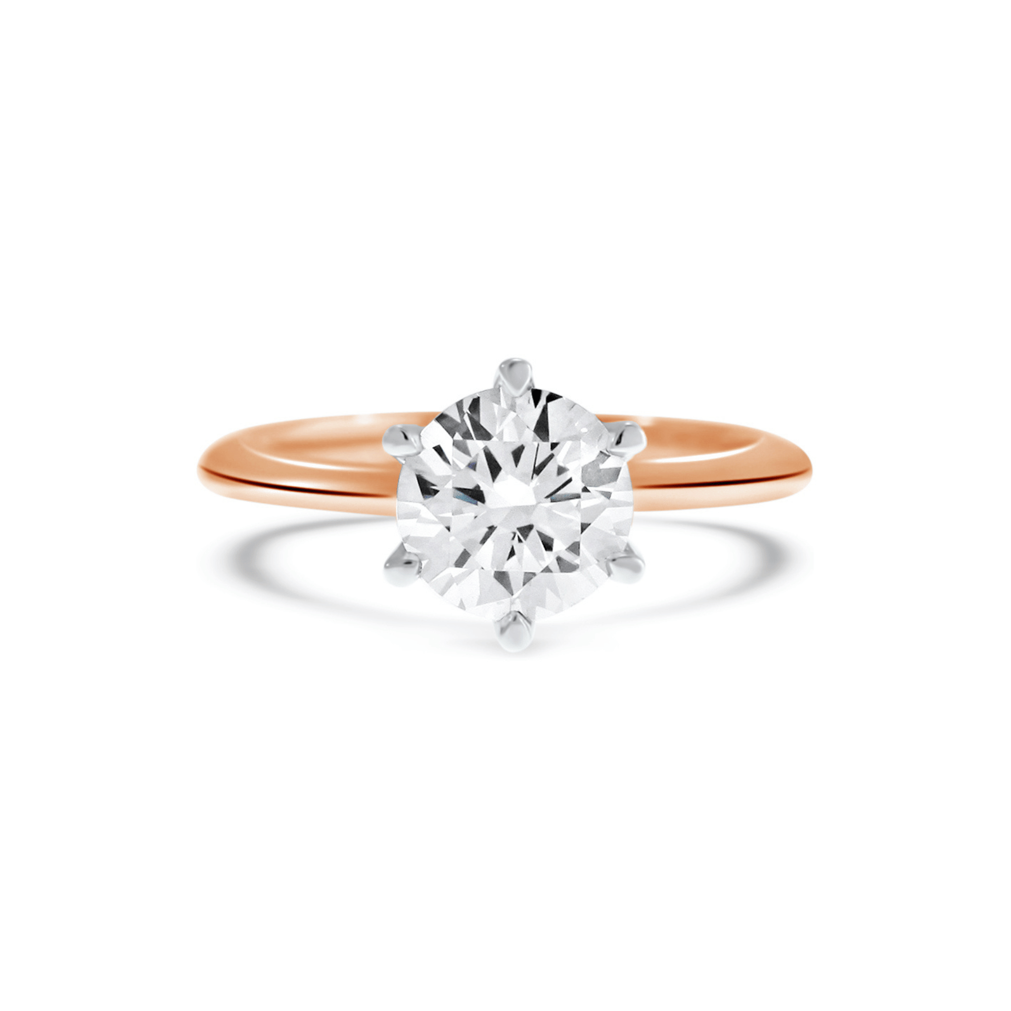 Rose Gold Round Brilliant Cut Diamond Knife Edge Engagement Ring