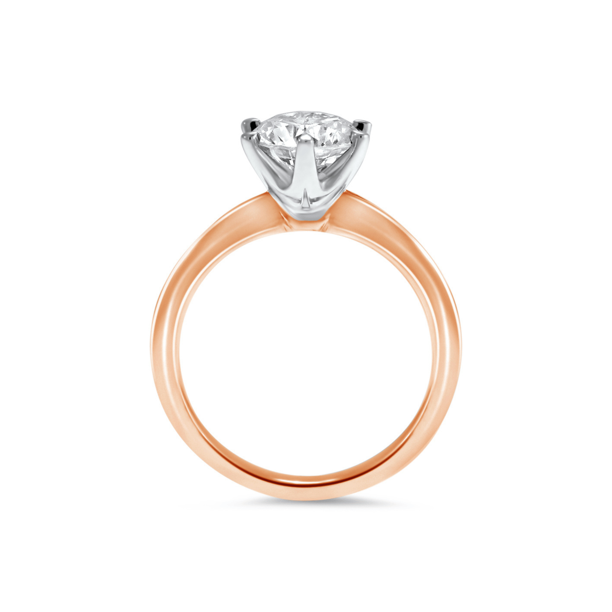 Rose Gold Round Brilliant Cut Diamond Knife Edge Engagement Ring