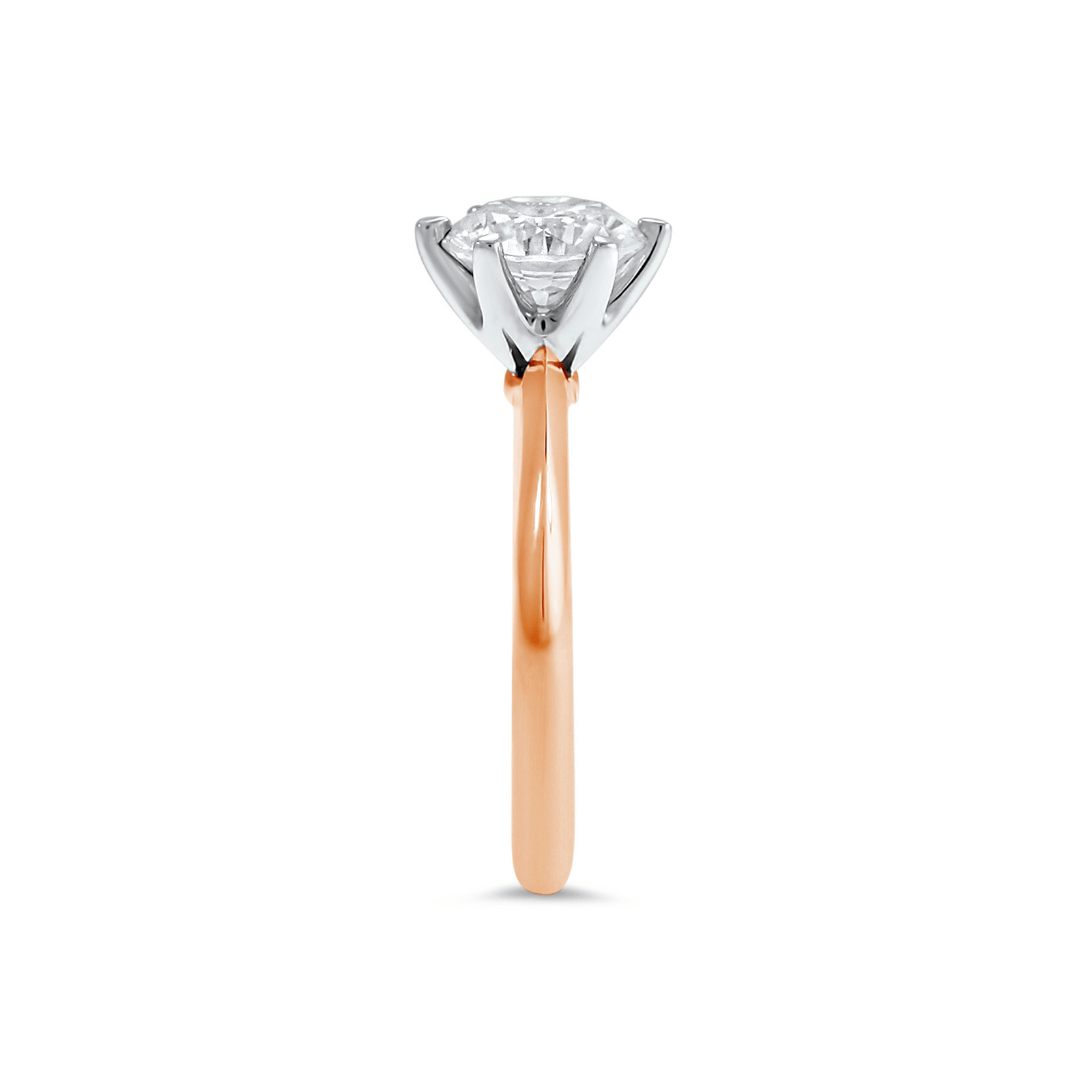 Rose Gold Round Brilliant Cut Diamond Knife Edge Engagement Ring