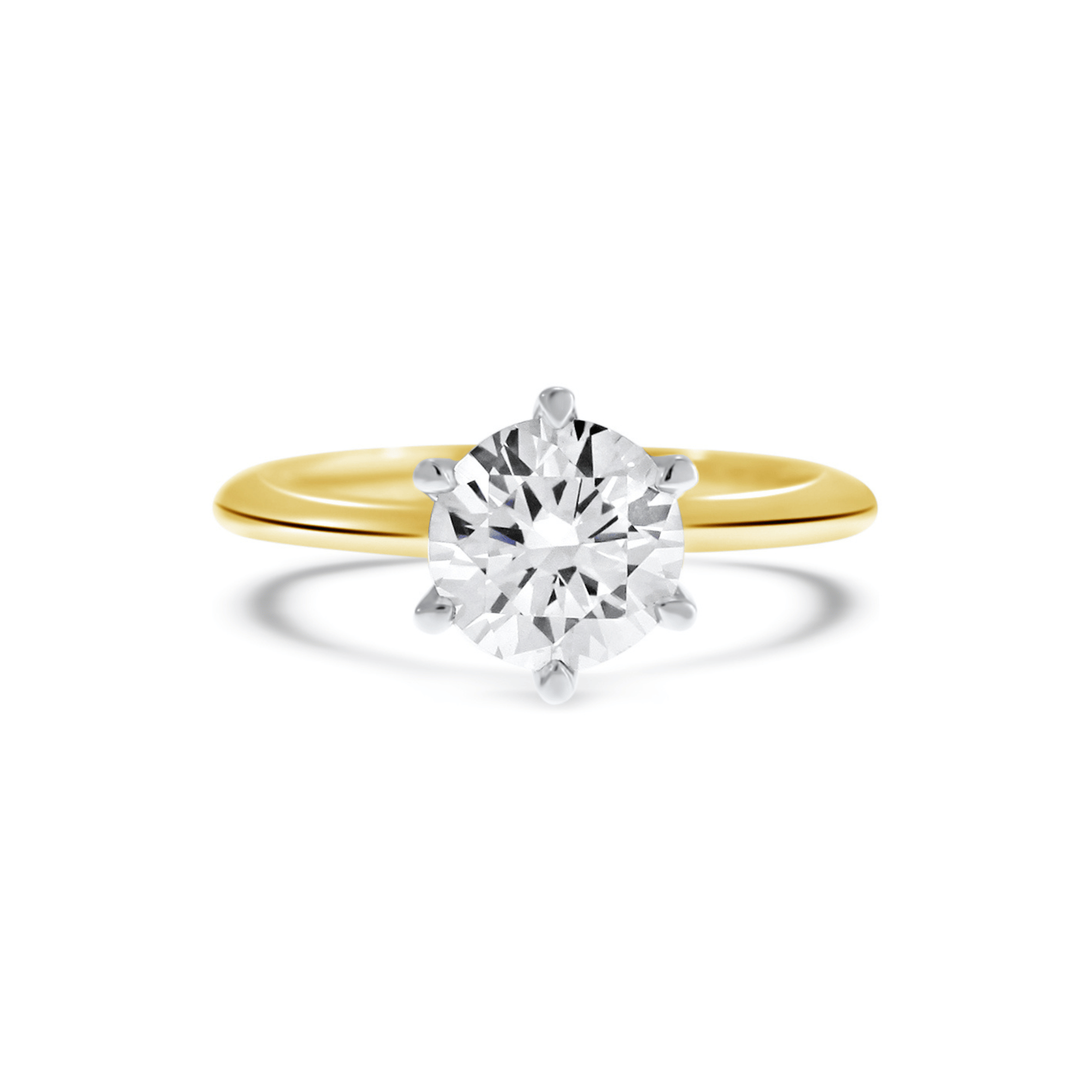 Yellow Gold Diamond Knife Edge Engagement Ring