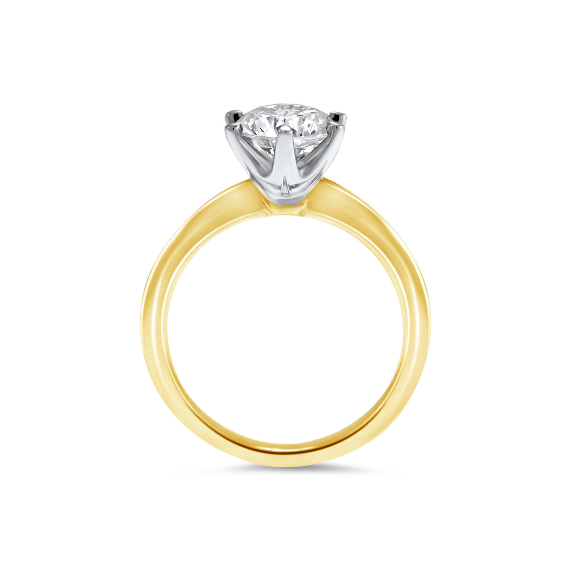 Yellow Gold Diamond Knife Edge Engagement Ring
