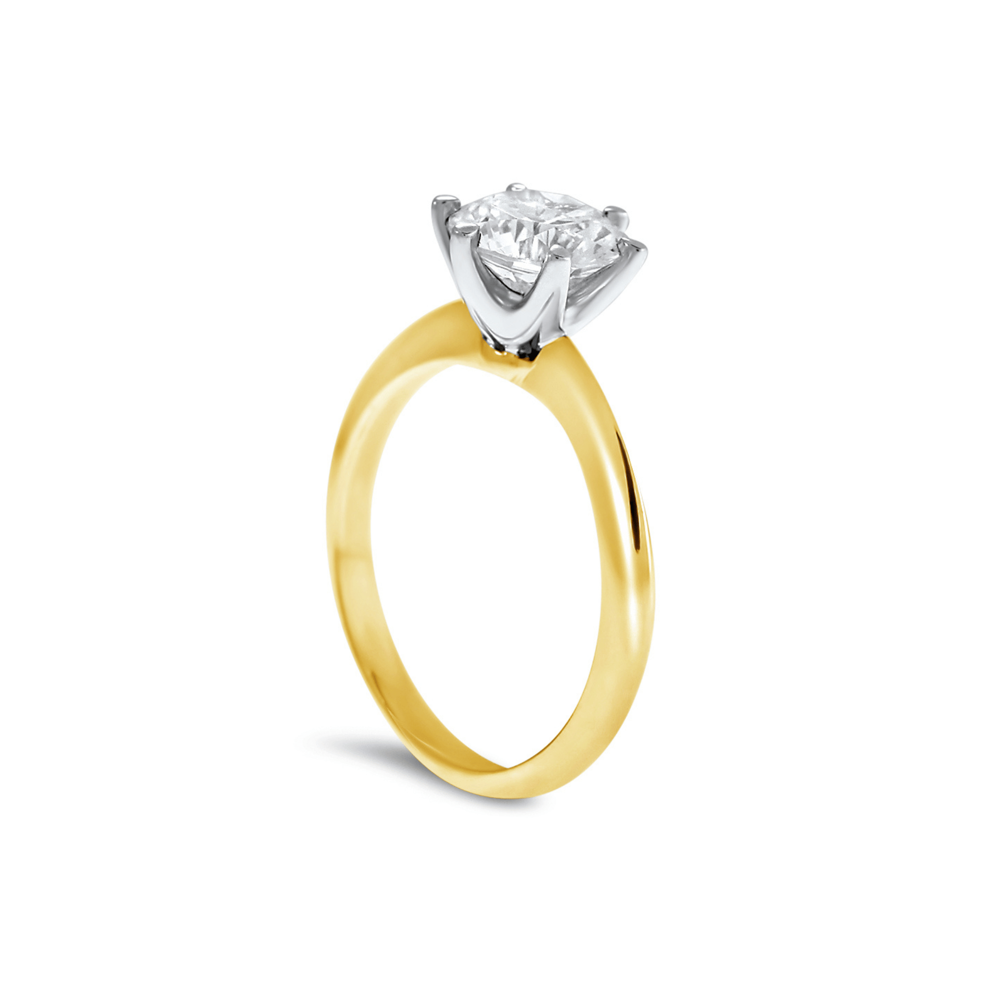 Yellow Gold Diamond Knife Edge Engagement Ring