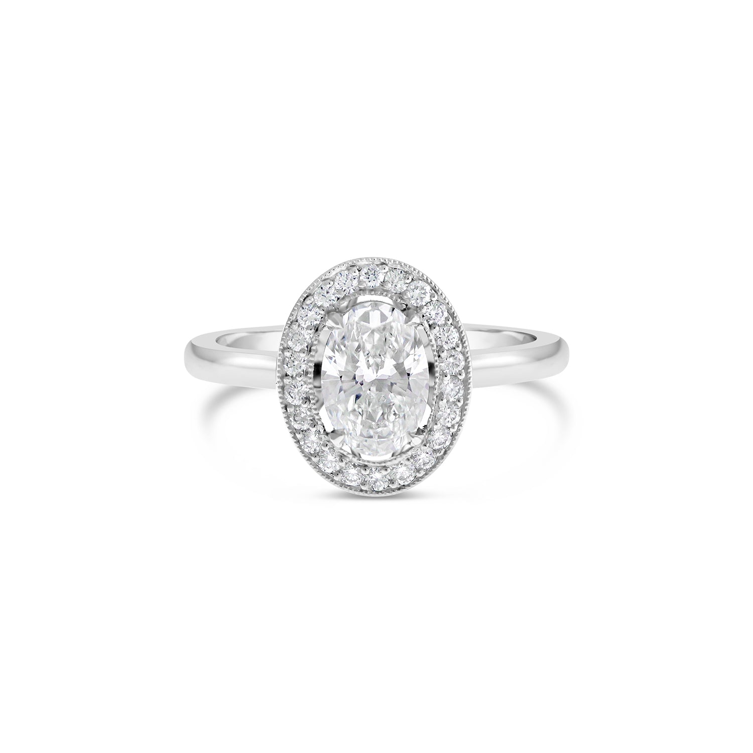 Oval Cut Diamond Halo Engagement Ring White Gold