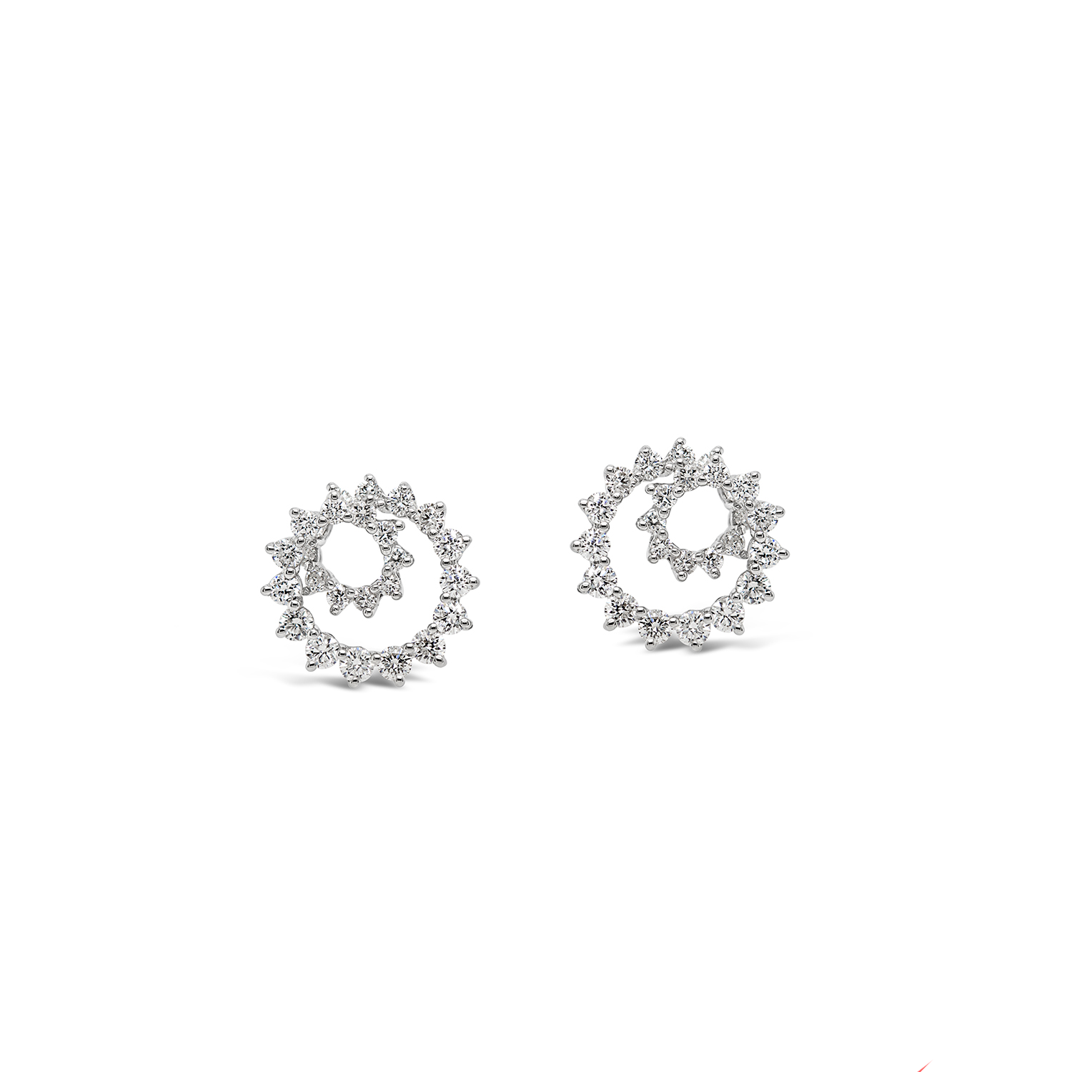 Diamond and White Gold Spiral Stud Earrings