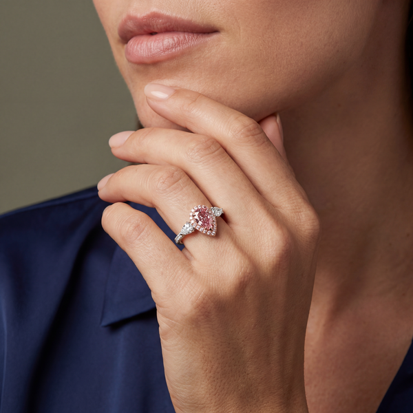 Pear Cut Argyle Pink Diamond & White Diamond Ring