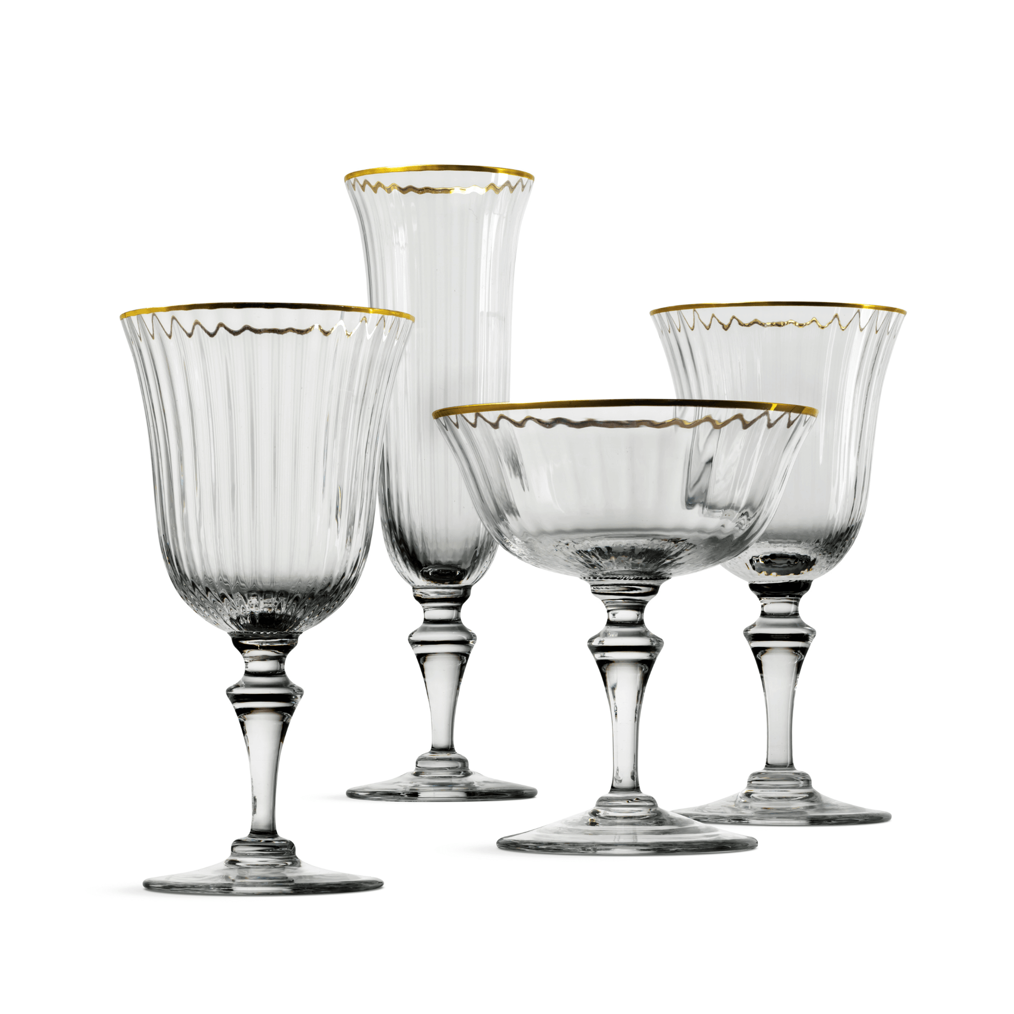 Nason Moretti 2/78 Murano Champagne Flute Glass Gold Rim