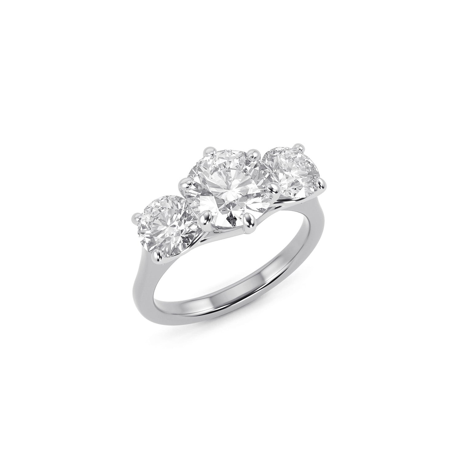Round Brilliant Cut Diamond Three Stone Engagement Ring