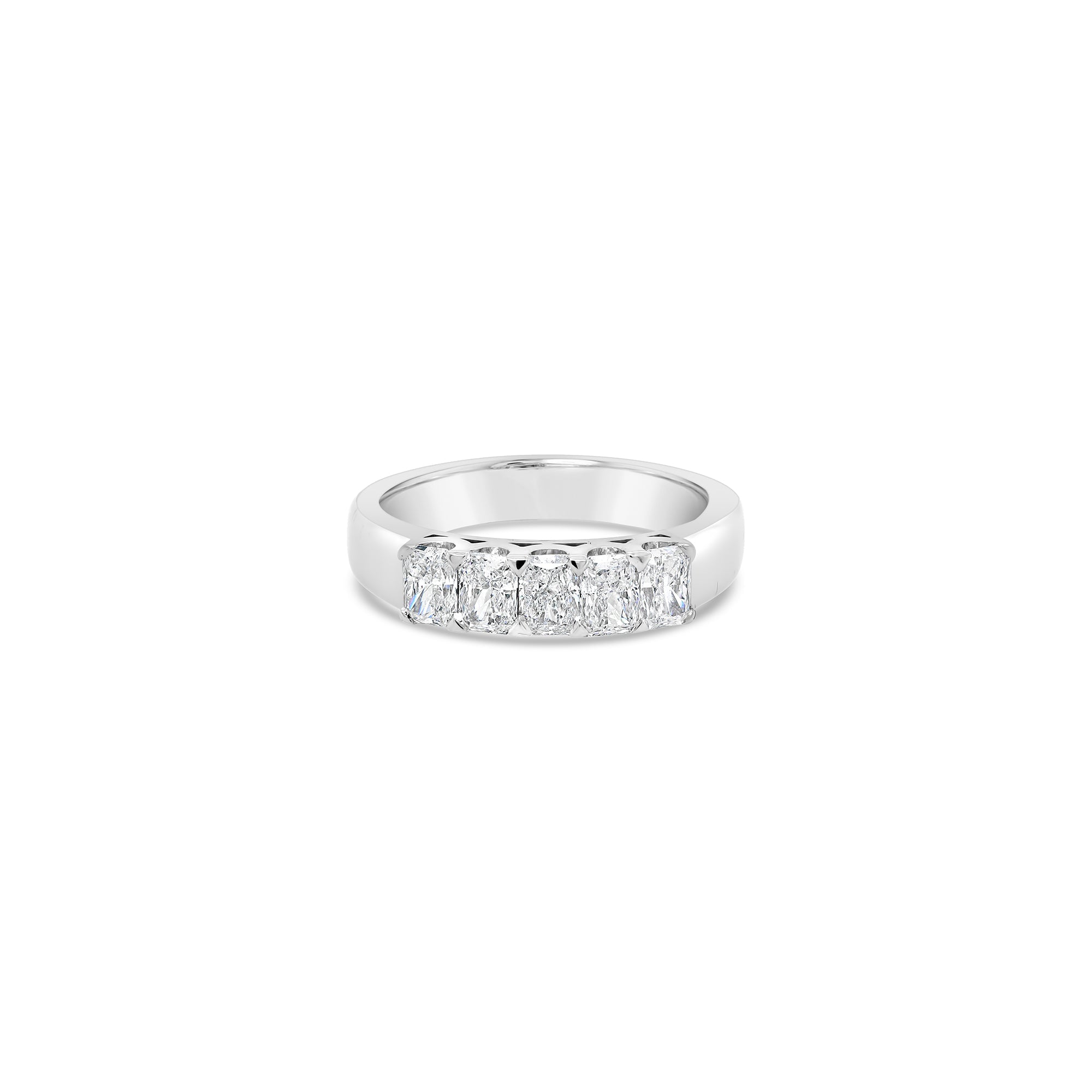 Five Stone Radiant Cut Diamond Eternity Ring White Gold