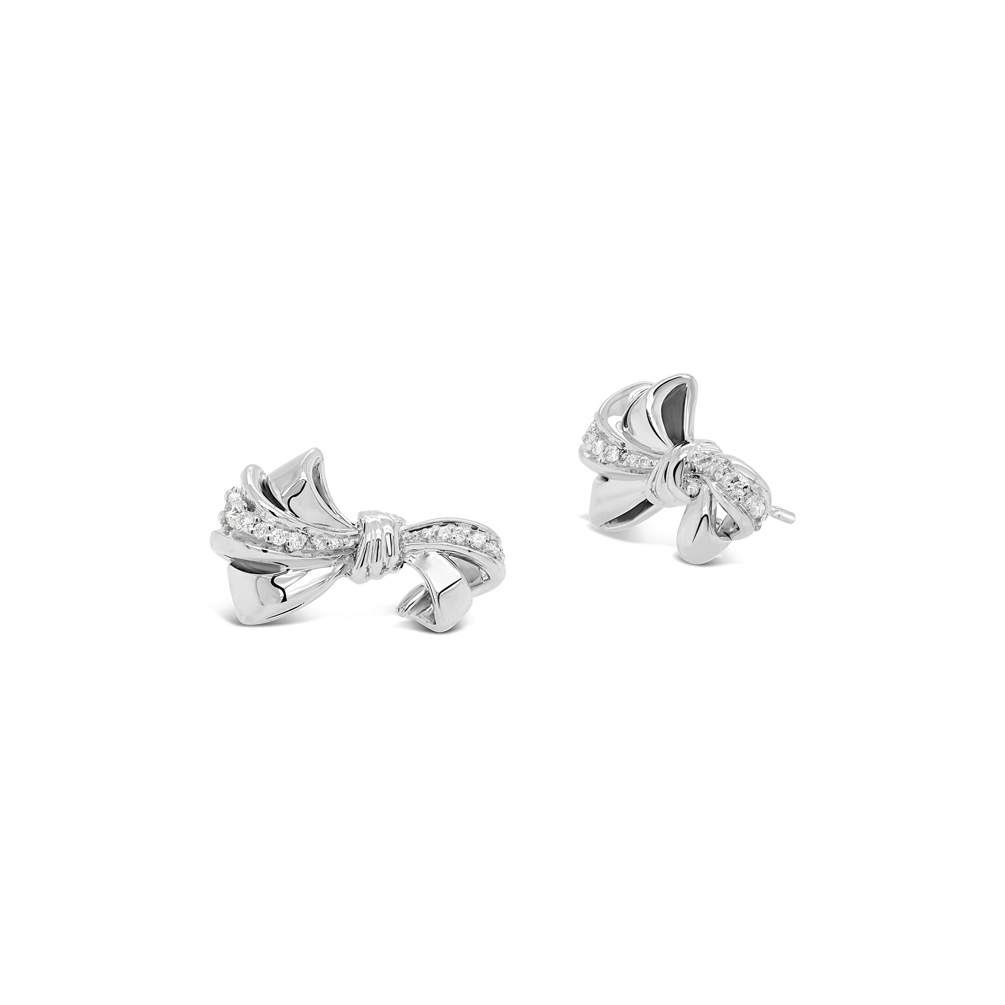 Tri-loop Bow Studs with Diamonds 18ct White Gold