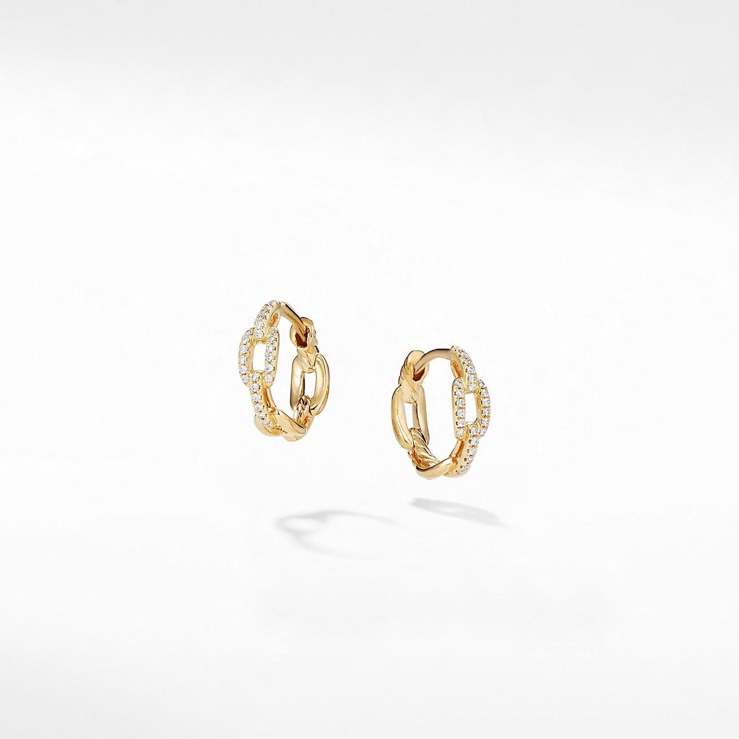 Stax Chain Link Huggie Hoop Earrings with Diamonds in 18K Gold