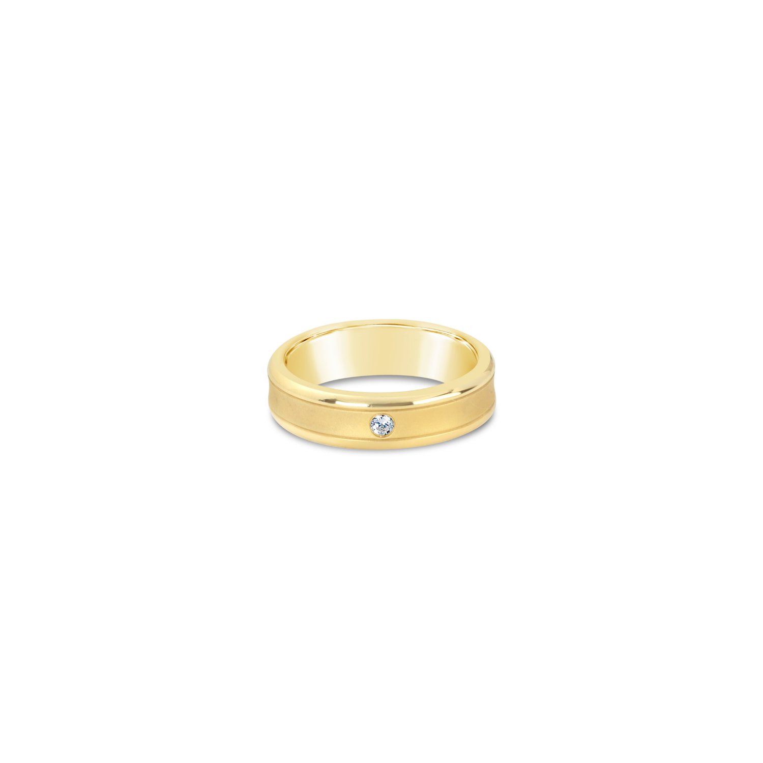 Yellow gold wedding ring with diamond