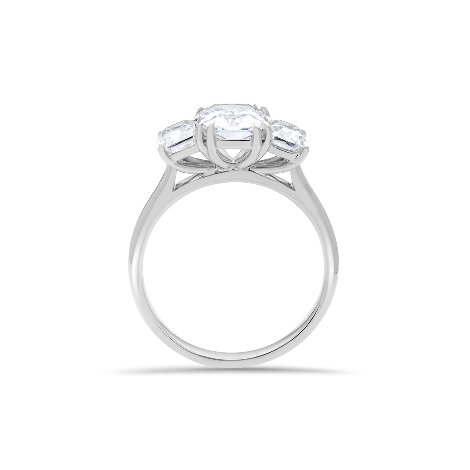 Radiant Cut & Emerald Cut Three-Stone Engagement Ring