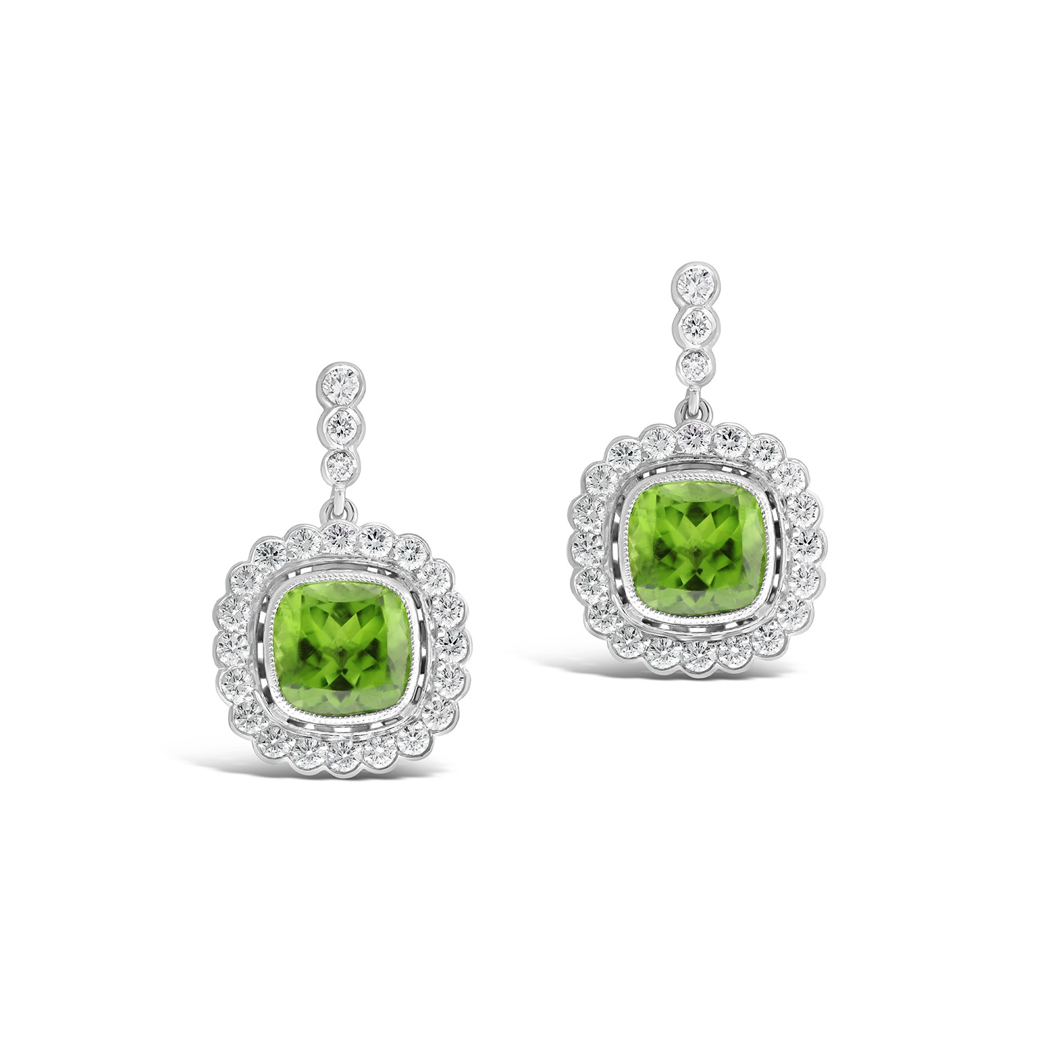 Peridot and Diamond Drop Earrings